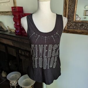 Universal Studios Ws Small Jeweled Silver Black Sleeveless Racerback TankTop 108
